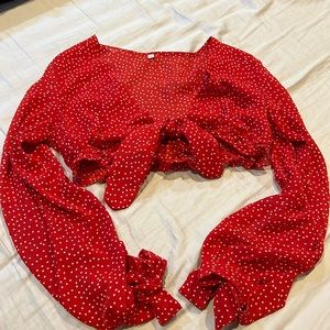 Lightly used. Tie crop top. Size M. Brand N/A $10 or best offer